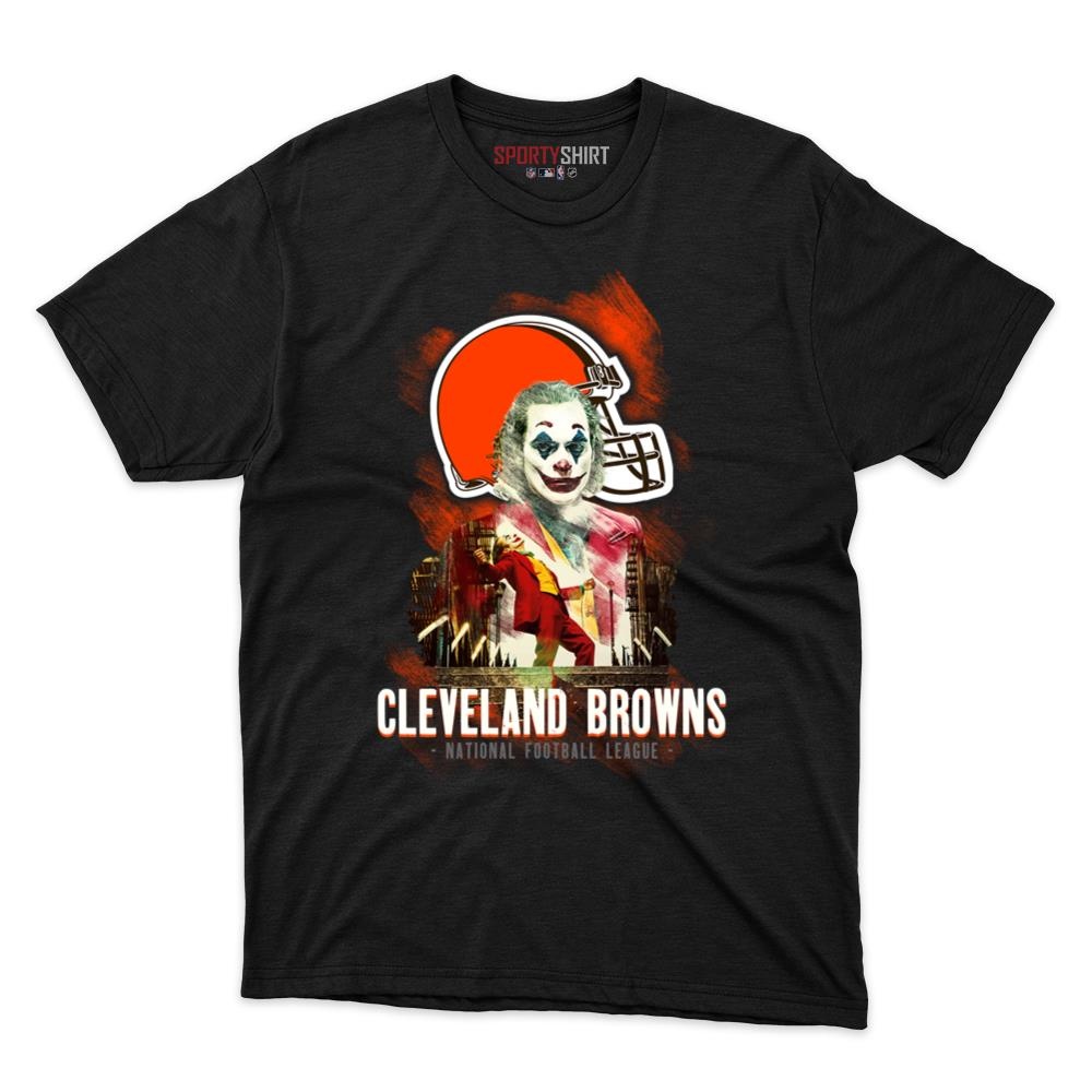 Cleveland Browns Put On A Happy Face Joker Unisex Cotton Graphic Tee, Funny Fan Shirt for Game Day