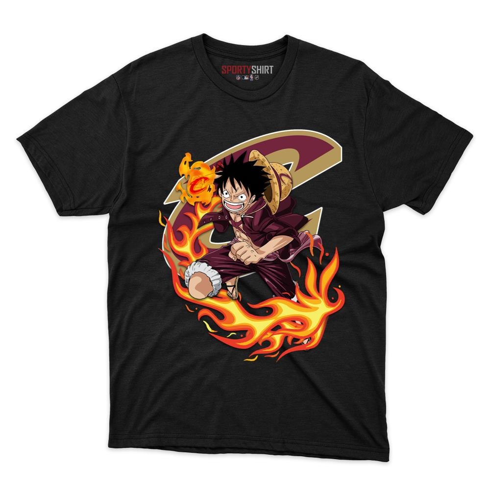 Cleveland Cavaliers Luffy One Piece Pirate Anime Unisex Cotton Graphic Tee, Fan Shirt for Game Day