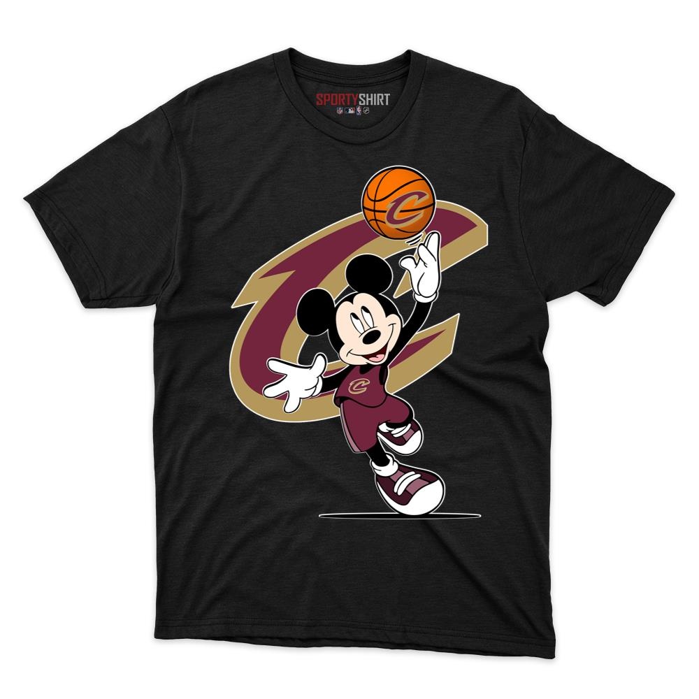 Cleveland Cavaliers Mickey Mouse Player Disney Cartoon Unisex Cotton Graphic Tee, Fan Shirt for Game Day