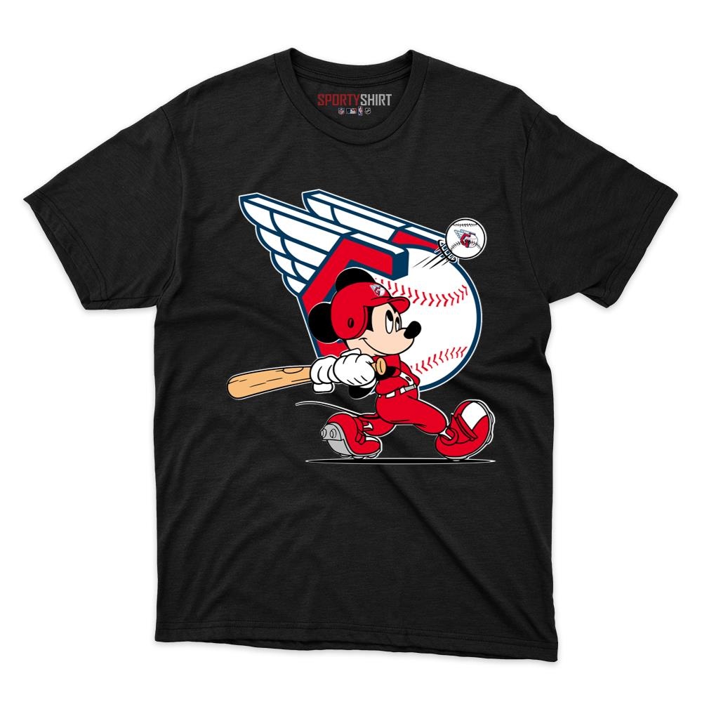 Cleveland Guardians Mickey Mouse Player Disney Cartoon Unisex Cotton Graphic Tee, Fan Shirt for Game Day