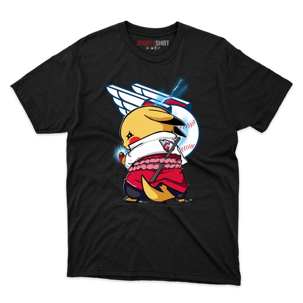 Cleveland Guardians Pikachu Meets Sasuke Uchiha Pokemon Anime Unisex Cotton Graphic Tee, Fan Shirt