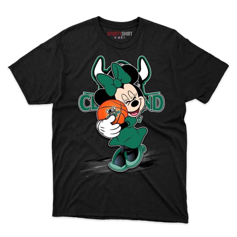Cleveland State Vikings Minnie Mouse Disney Cartoon Unisex Cotton Graphic Tee, Fan Shirt for Game Day