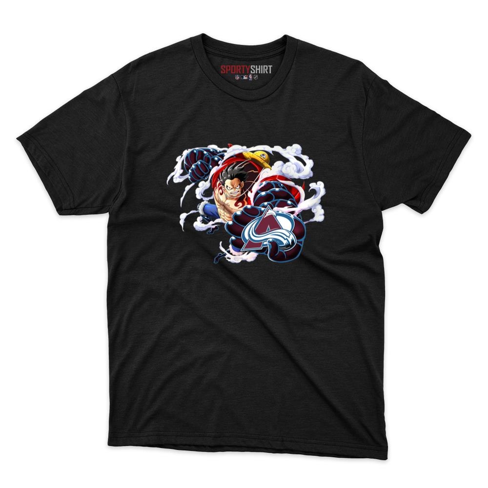 Colorado Avalanche Monkey D Luffy Gear One Piece Unisex Cotton Graphic Tee, Anime Shirt, Game Day Fan Gift