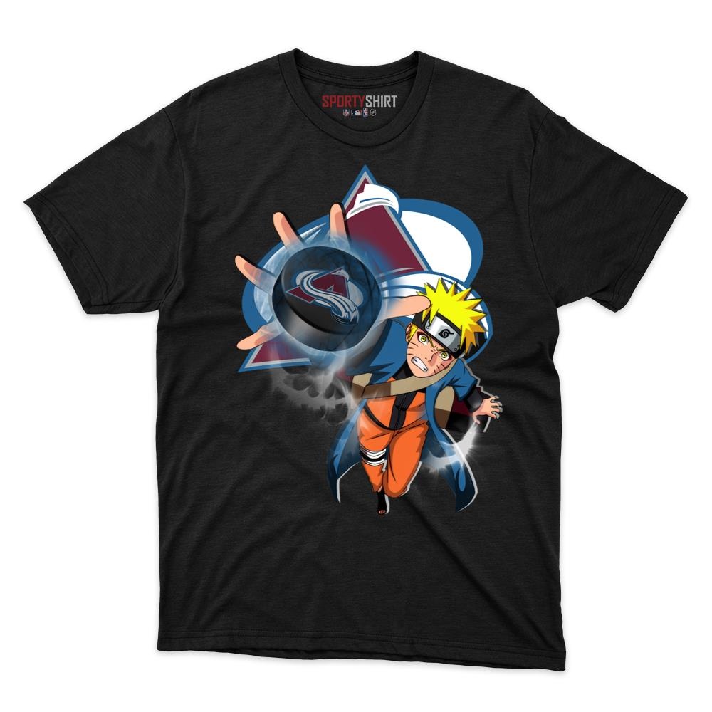 Colorado Avalanche Naruto Unisex Cotton Graphic Tee, Anime Ninja Crossover Shirt for Game Day Fans