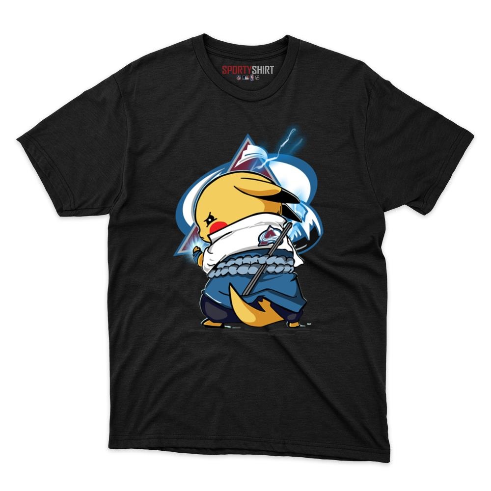 Colorado Avalanche Pikachu Meets Sasuke Uchiha Unisex Cotton Tee, Pokemon Anime Graphic Shirt, Game Day Gift