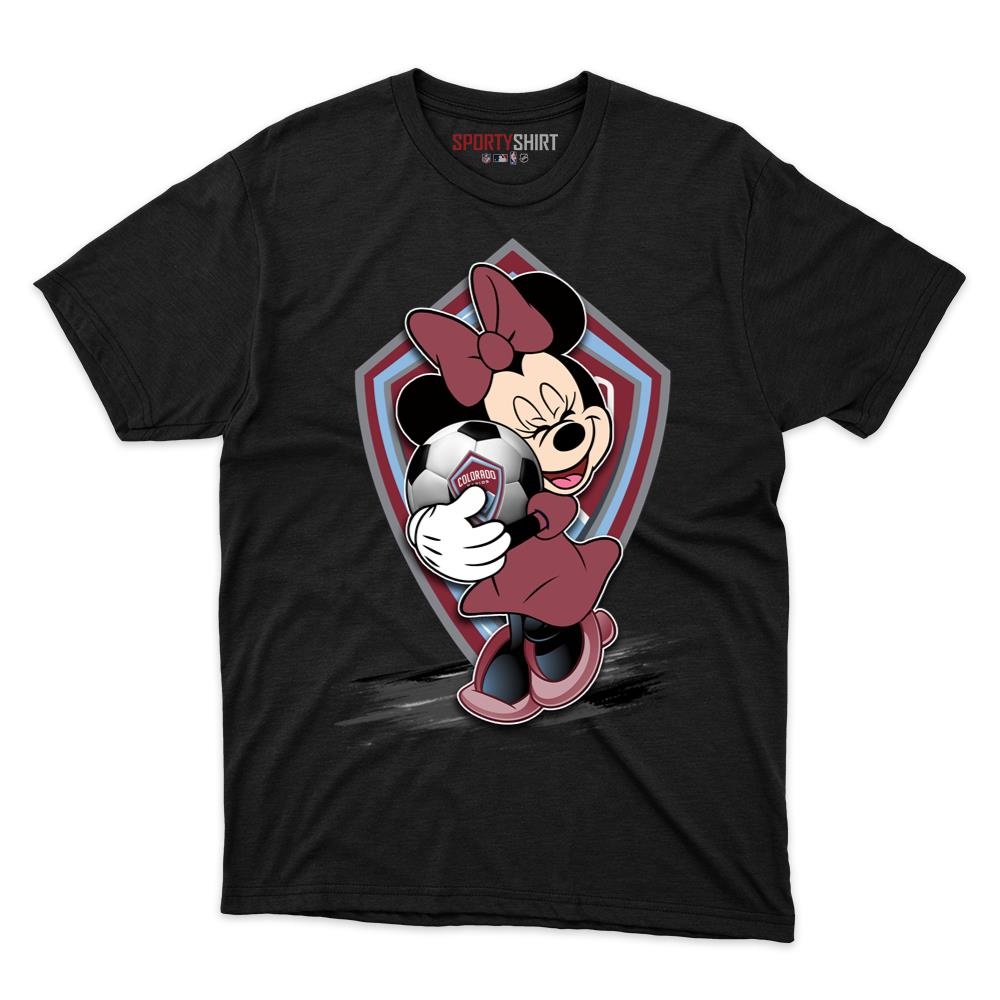 Colorado Rapids MLS Minnie Mouse Unisex Cotton Graphic Tee, Disney Cartoon Shirt, Game Day Fan Gift