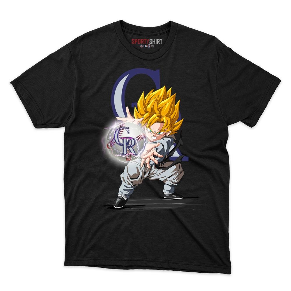 Colorado Rockies Goku Dragon Ball Z Unisex Cotton Graphic Tee, Anime Crossover Shirt, Game Day Fan Gift