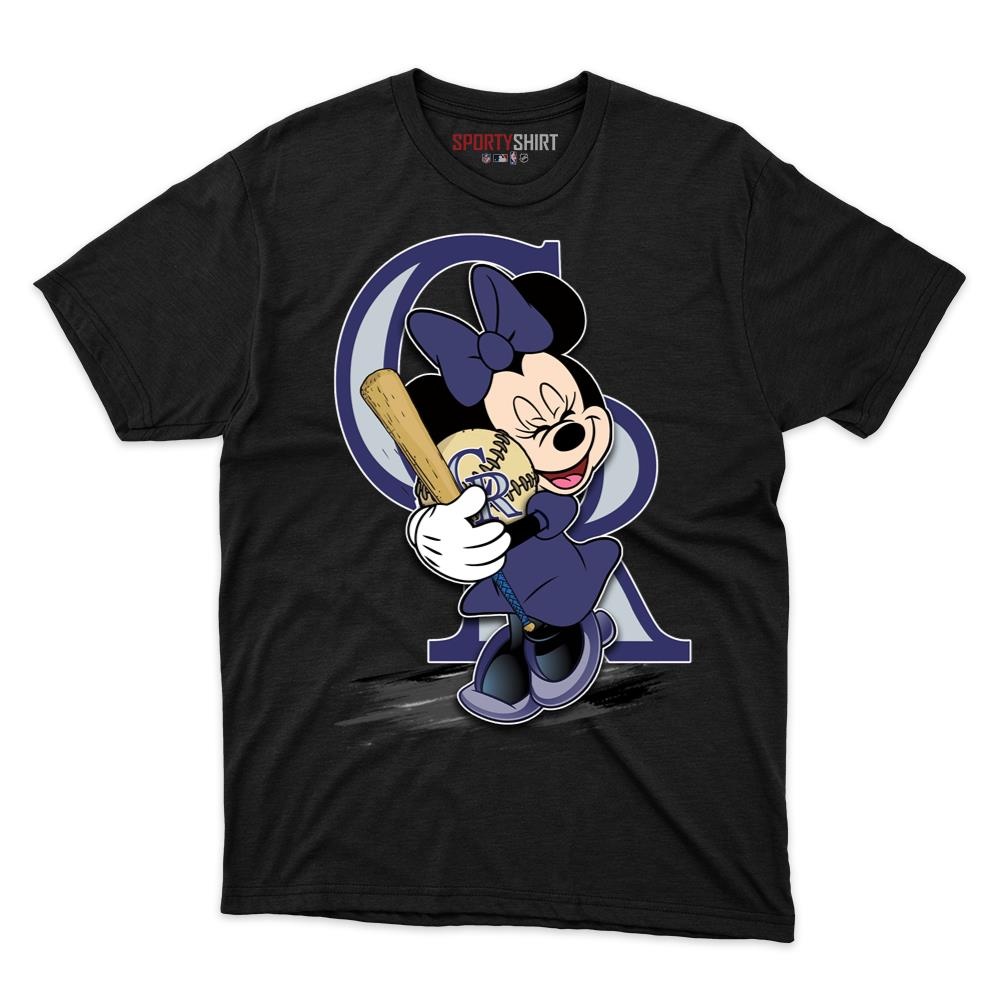 Colorado Rockies Minnie Mouse Unisex Cotton Graphic Tee, Disney Cartoon Crossover Shirt, Game Day Gift