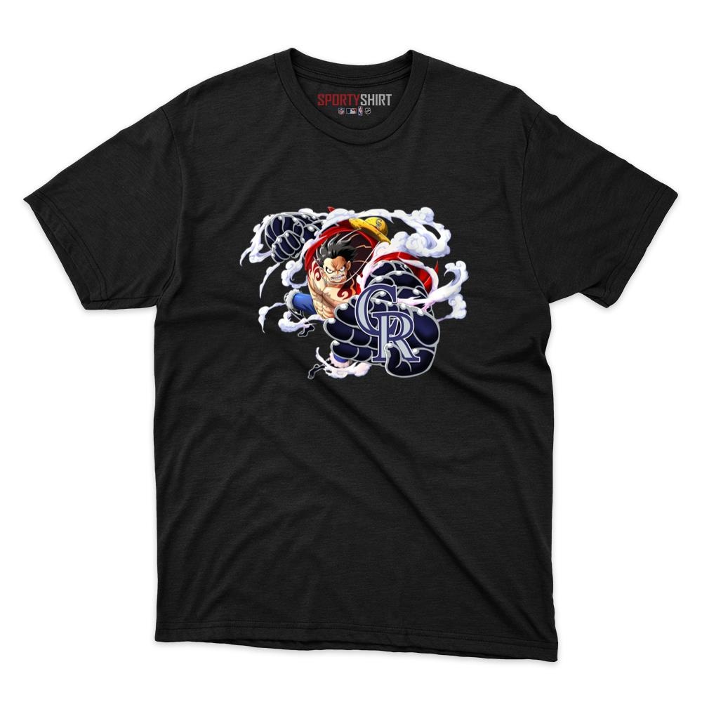 Colorado Rockies Monkey D Luffy Gear One Piece Unisex Cotton Graphic Tee, Anime Shirt, Game Day Fan Gift