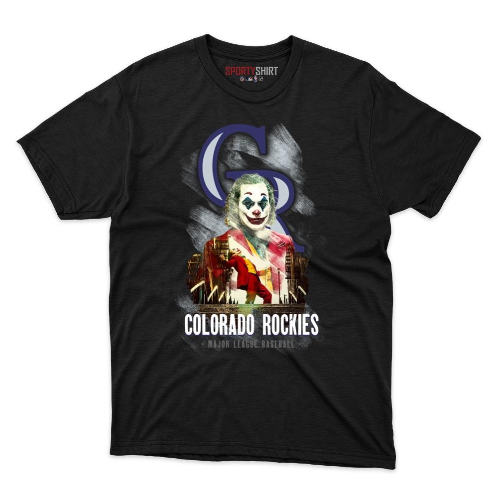 Colorado Rockies Put On A Happy Face Joker Unisex Cotton Graphic Tee, Comic Villain Shirt, Game Day Gift