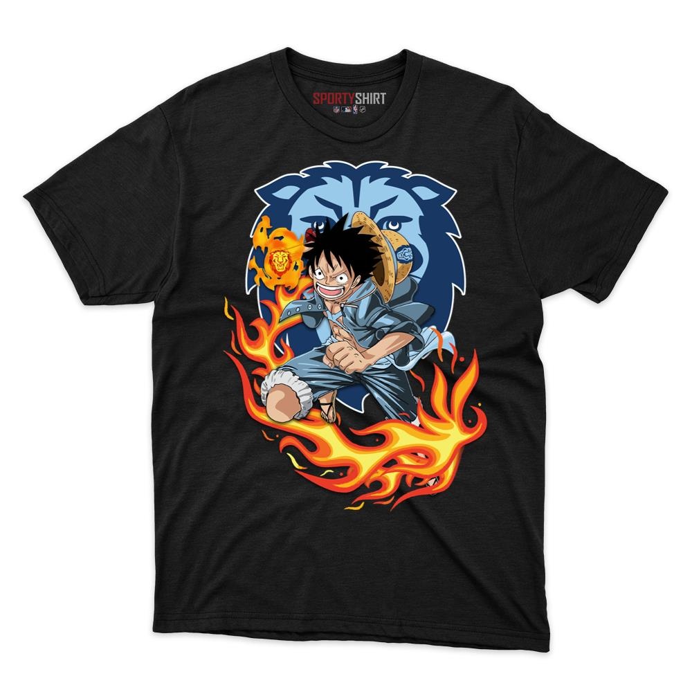 Columbia Lions Luffy One Piece Unisex Cotton Graphic Tee, Anime Crossover Shirt, Game Day Fan Gift