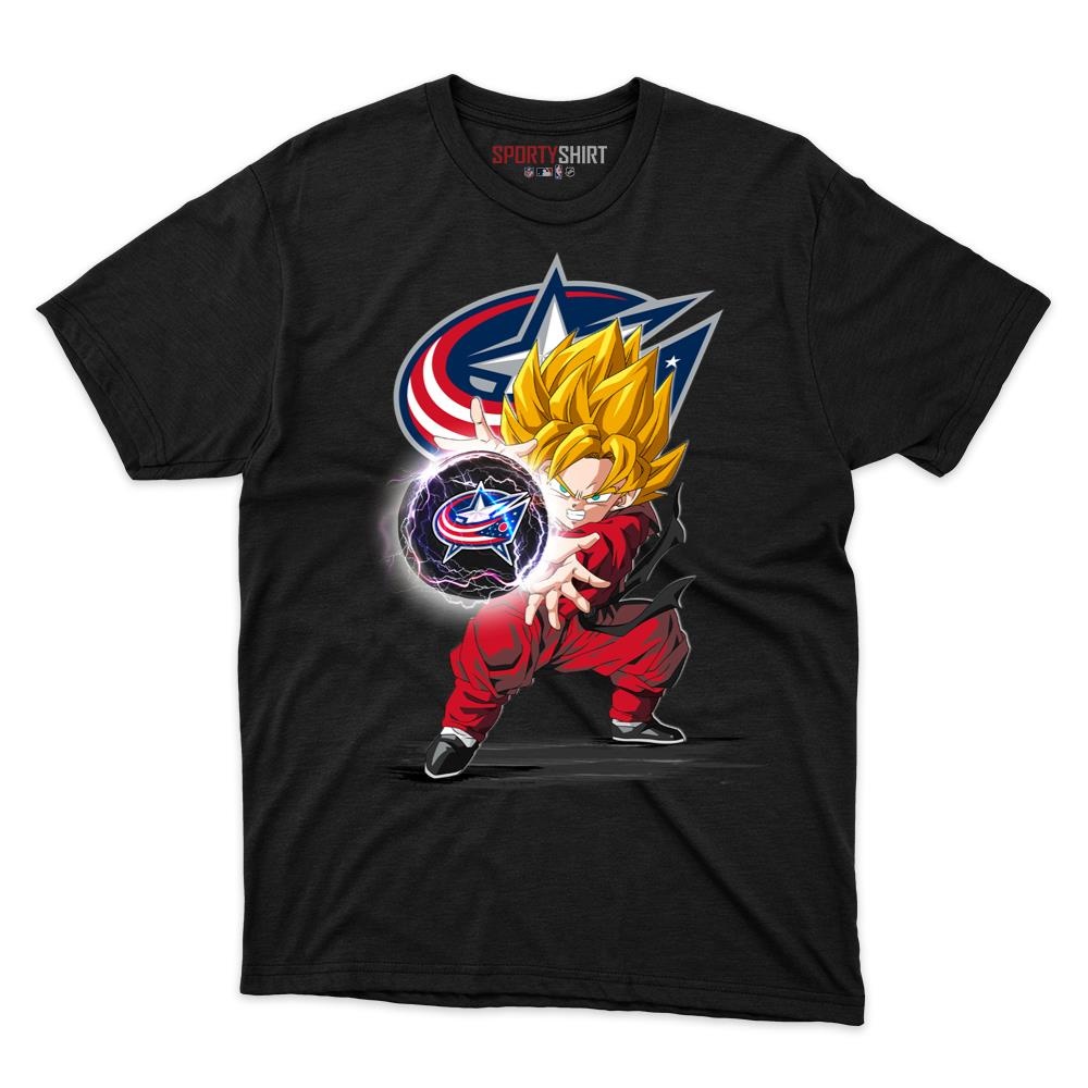 Columbus Blue Jackets Goku Dragon Ball Z Unisex Cotton Graphic Tee, Anime Shirt, Game Day Fan Gift