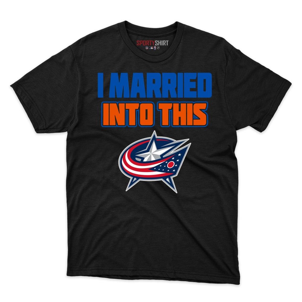Columbus Blue Jackets I Married Into This Unisex Cotton Graphic Tee, Funny Hockey Fan Shirt, Gift for In-Laws