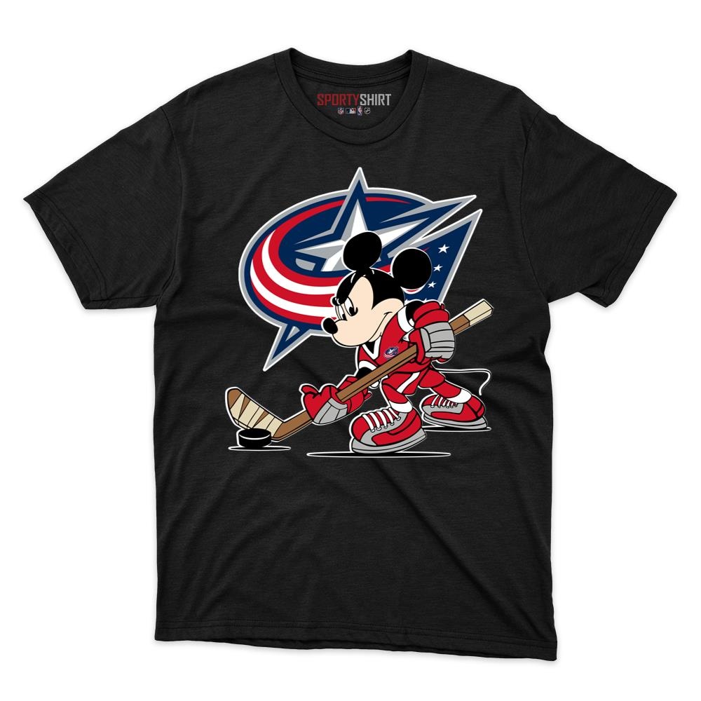 Columbus Blue Jackets Mickey Mouse Player Unisex Cotton Tee, Disney Cartoon Shirt, Game Day Fan Gift