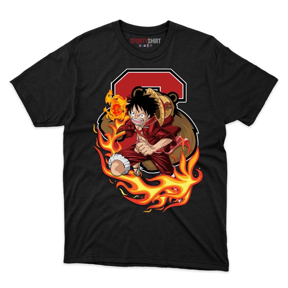Cornell Big Red Luffy One Piece Unisex Cotton Graphic Tee, Anime Crossover Shirt, Game Day Fan Gift