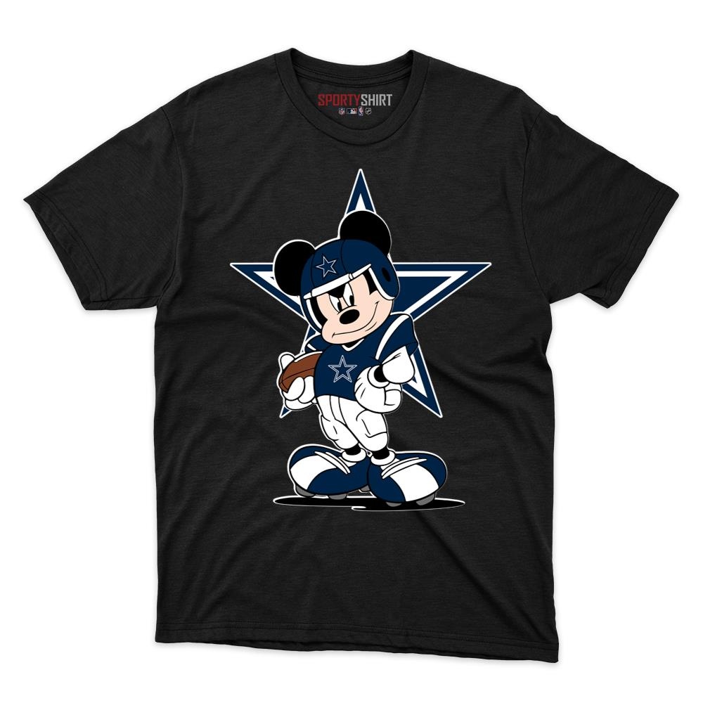 Dallas Cowboys Mickey Mouse Player Unisex Cotton Graphic Tee, Disney Cartoon Shirt, Game Day Fan Gift