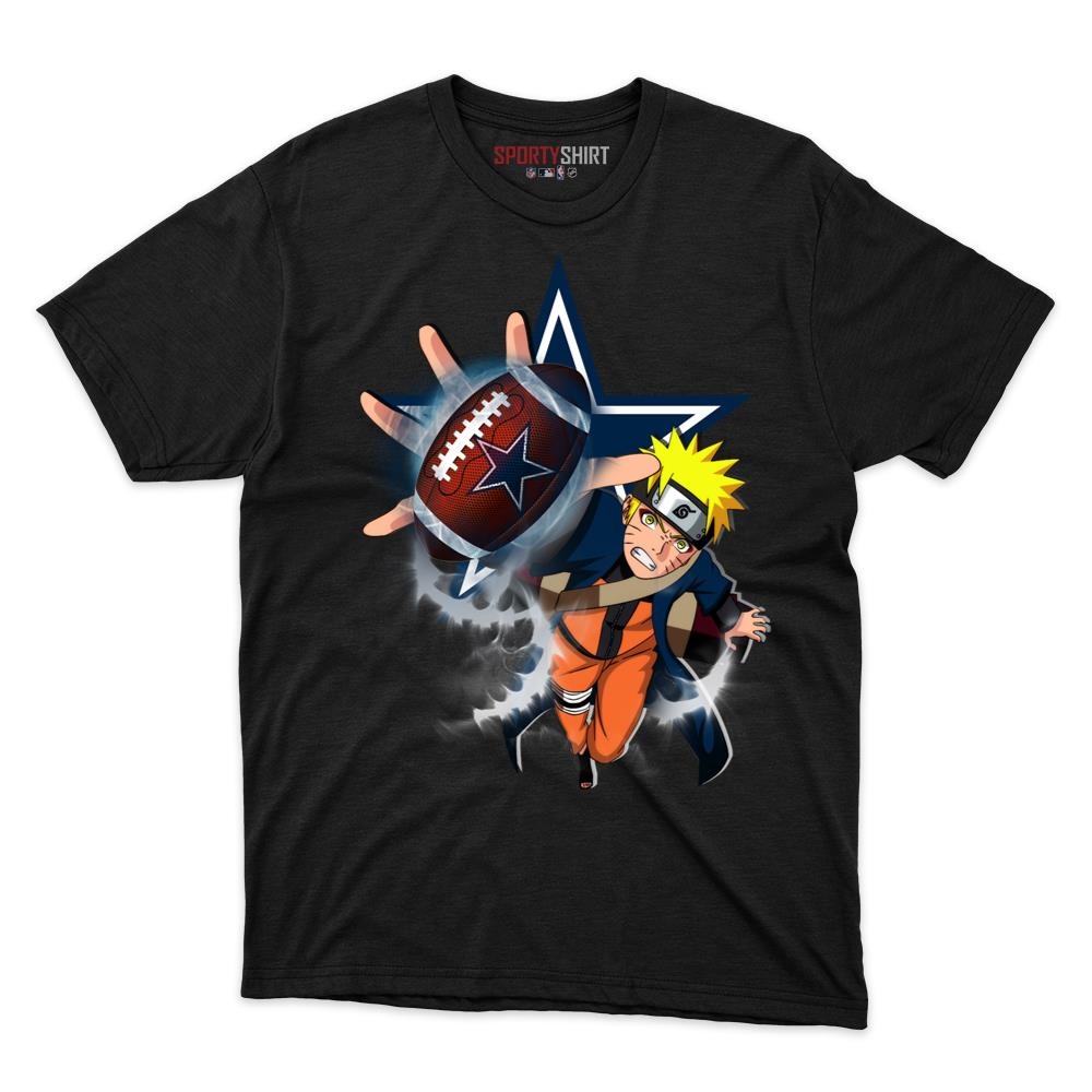 Dallas Cowboys Naruto Unisex Cotton Graphic Tee, Anime Ninja Crossover Shirt for Game Day Fans