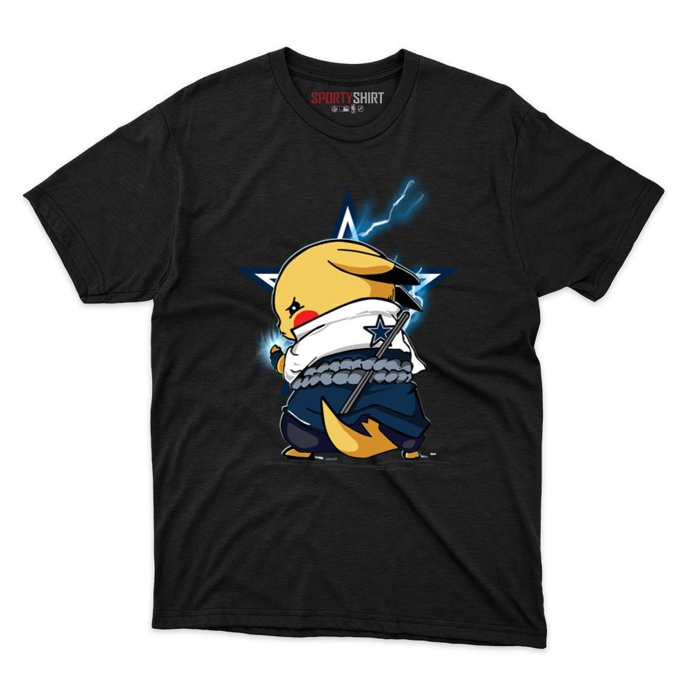 Dallas Cowboys Pikachu Meets Sasuke Uchiha Unisex Cotton Tee, Pokemon Anime Graphic Shirt, Game Day Gift