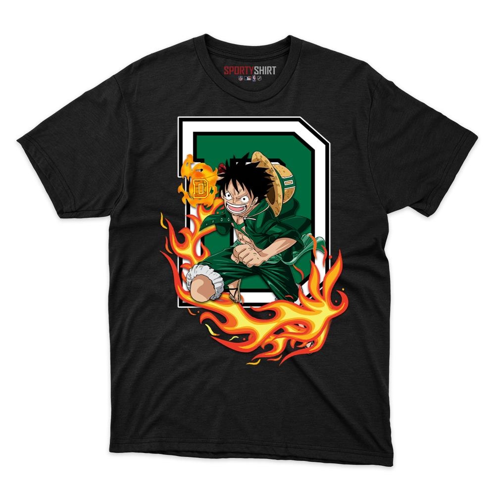 Dartmouth Big Green Luffy Straw Hat One Piece Shirt, Unisex Cotton Anime Pirate Graphic Tee for Fans