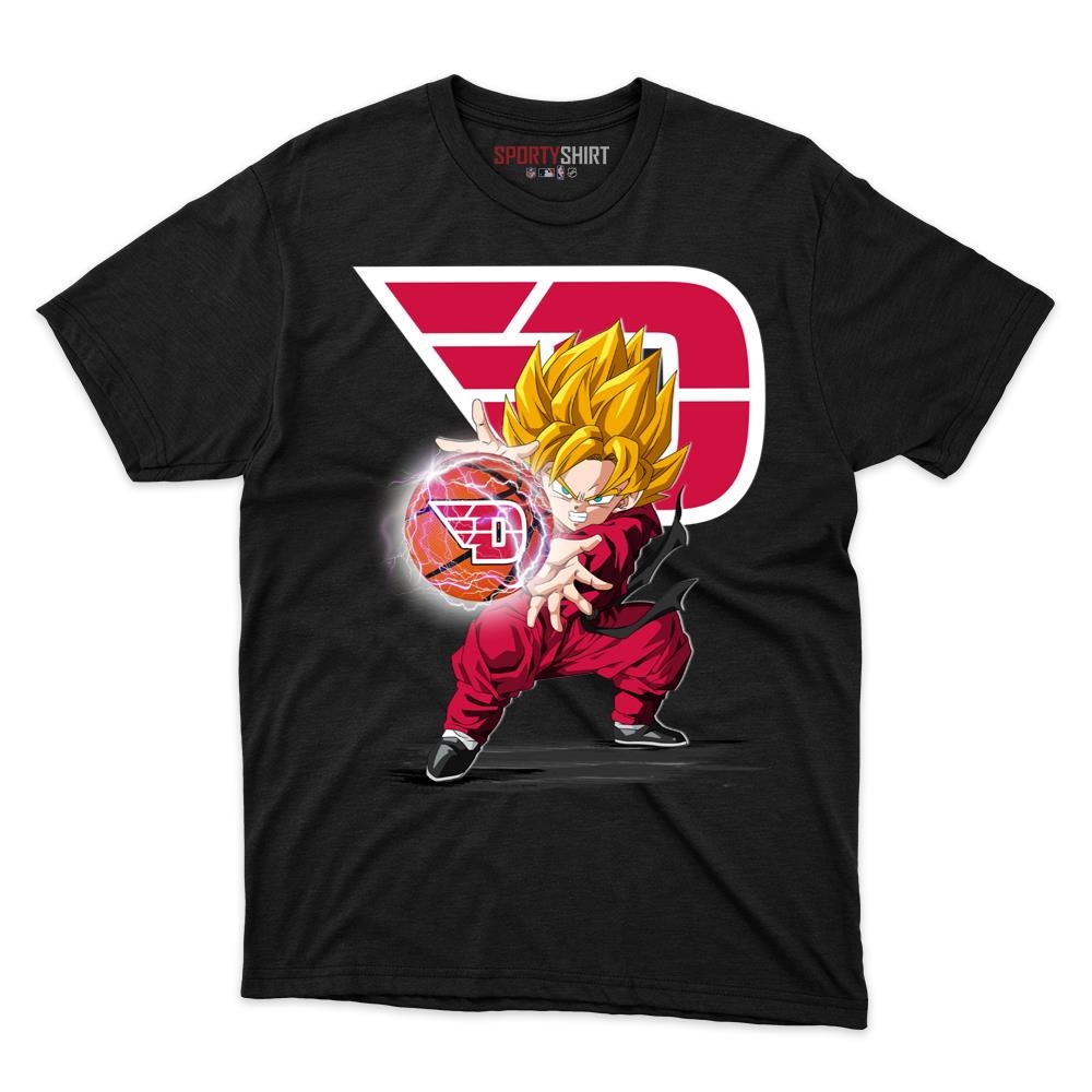 Dayton Flyers Goku Dragon Ball Z Shirt, Unisex Cotton Anime Saiyan Graphic Tee for College Game Day Fans