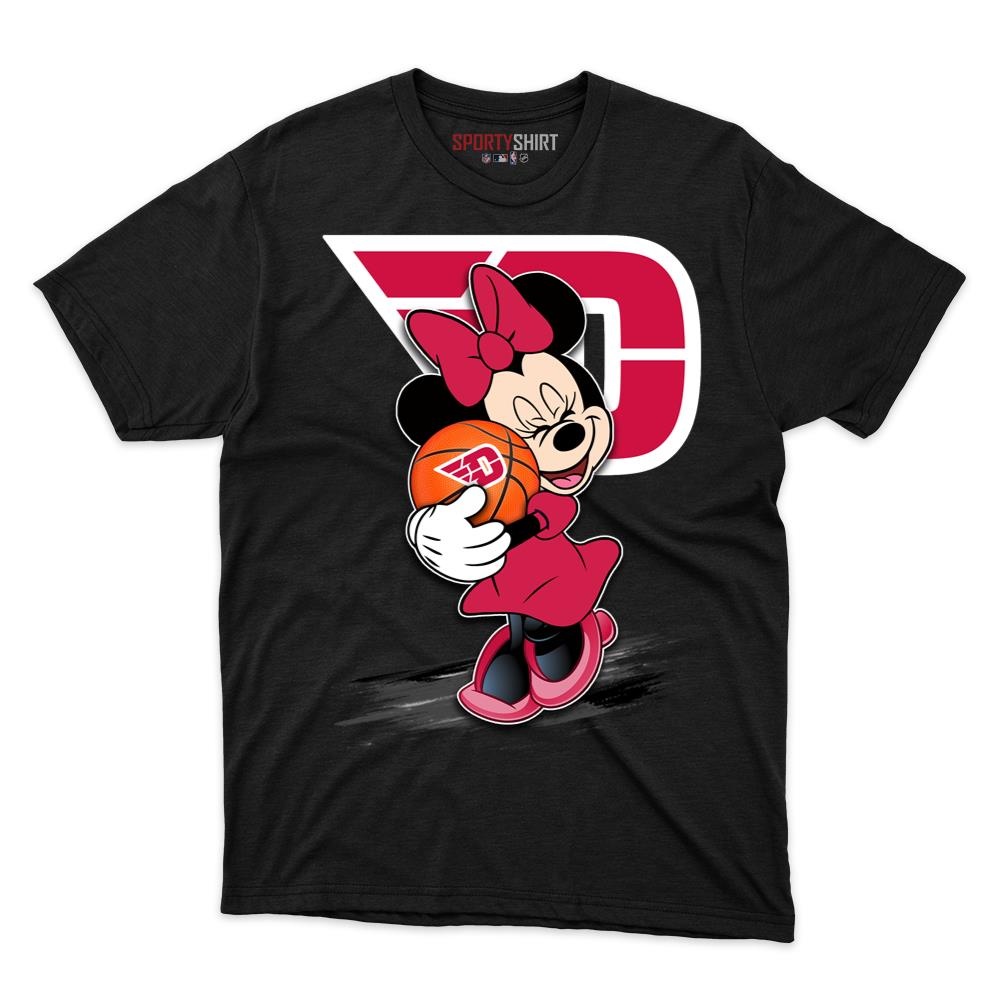 Dayton Flyers Minnie Mouse Basketball Shirt, Unisex Cotton Disney Cartoon Graphic Tee, Game Day Fan Gift