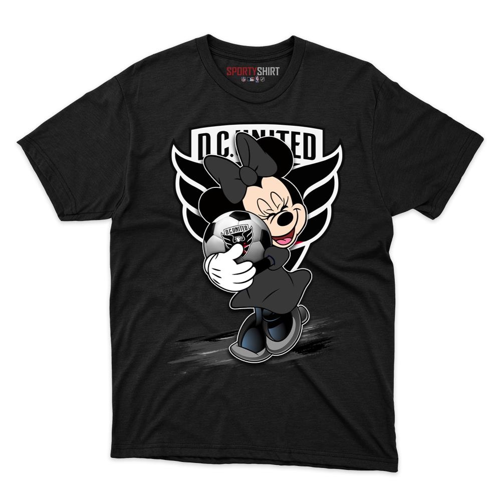 DC United MLS Minnie Mouse Unisex Cotton Graphic Tee, Disney Cartoon Crossover Shirt, Game Day Fan Gift
