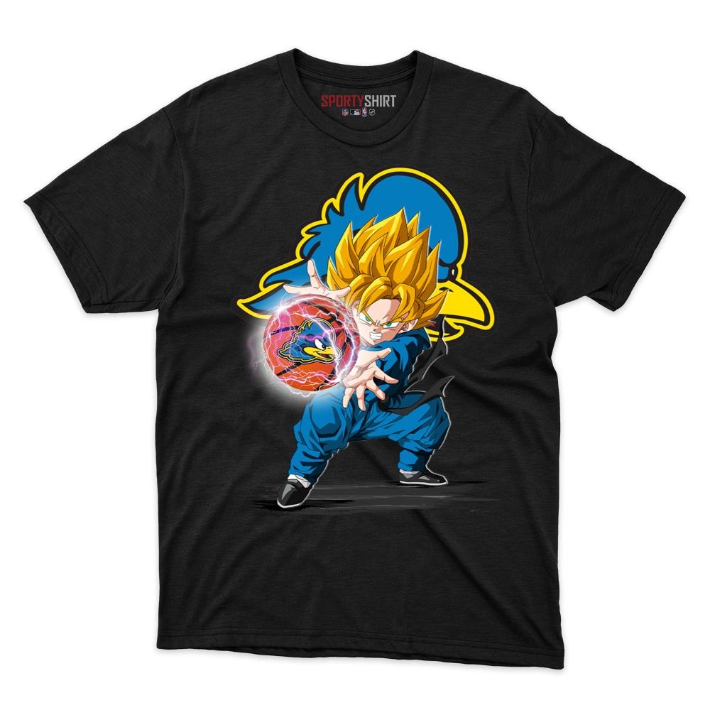 Delaware Fightin Blue Hens Goku Dragon Ball Z Shirt, Unisex Cotton Anime Saiyan Graphic Tee for College Fans