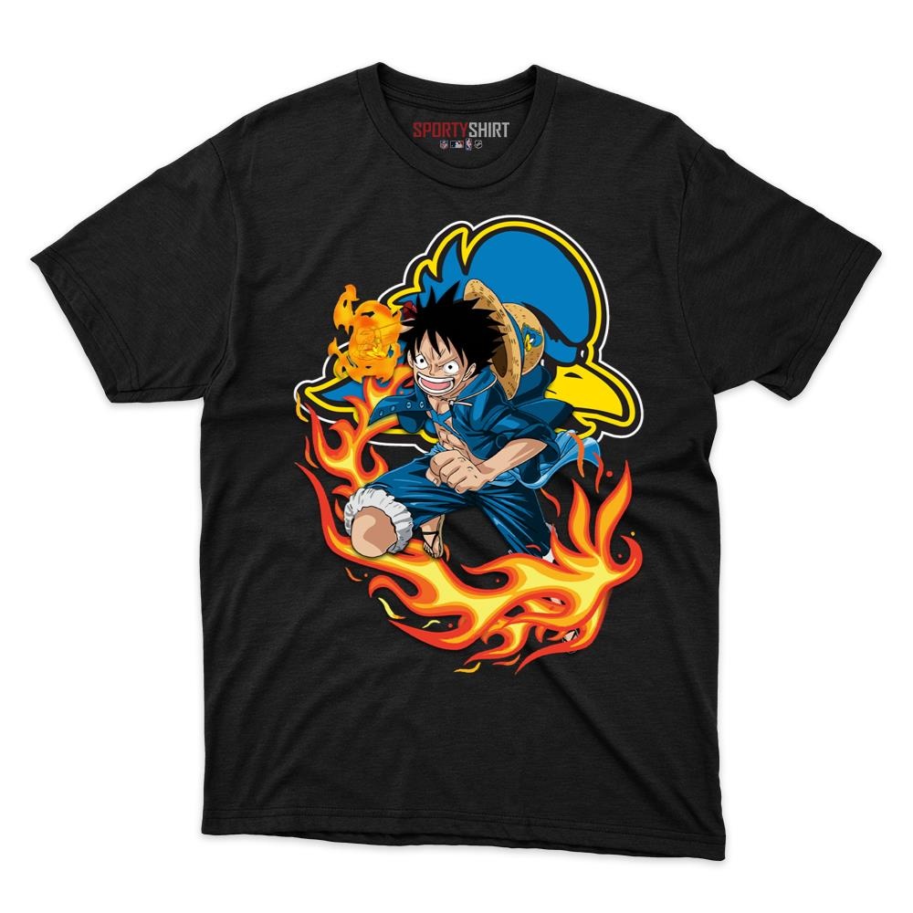Delaware Fightin Blue Hens Luffy Straw Hat One Piece Shirt, Unisex Cotton Anime Pirate Graphic Tee for Fans