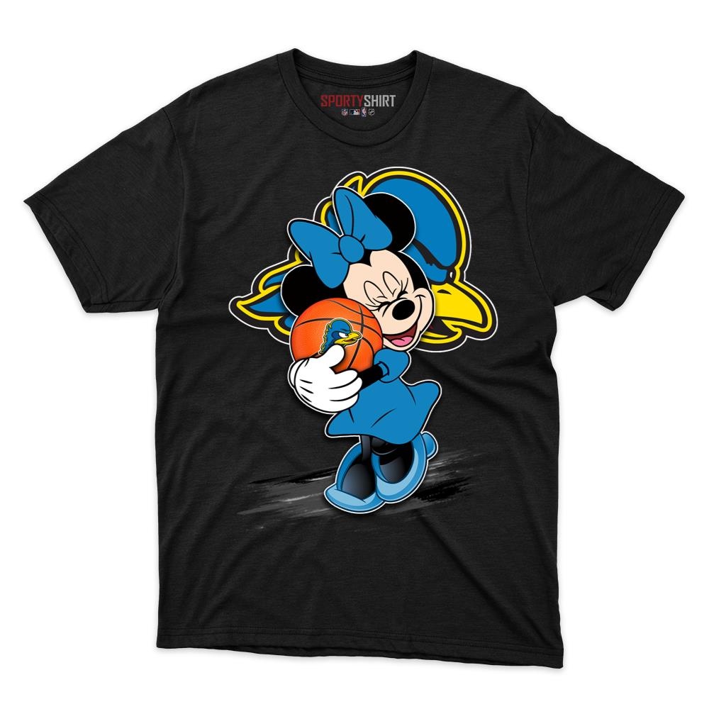 Delaware Fightin Blue Hens Minnie Mouse Shirt, Unisex Cotton Disney Cartoon Graphic Tee, Game Day Fan Gift