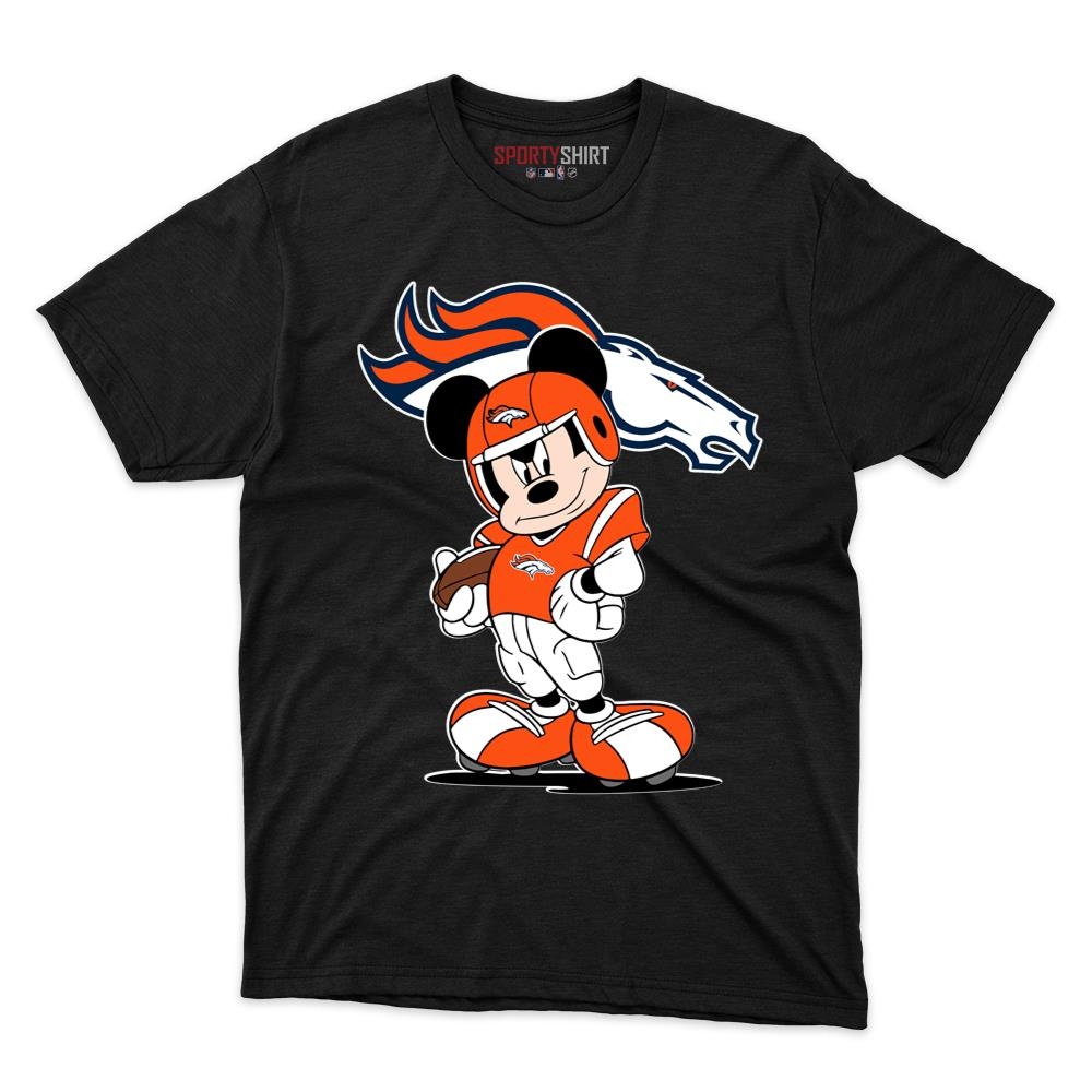 Denver Broncos Mickey Mouse Star Player Shirt, Unisex Cotton Disney Cartoon Graphic Tee, Game Day Gift