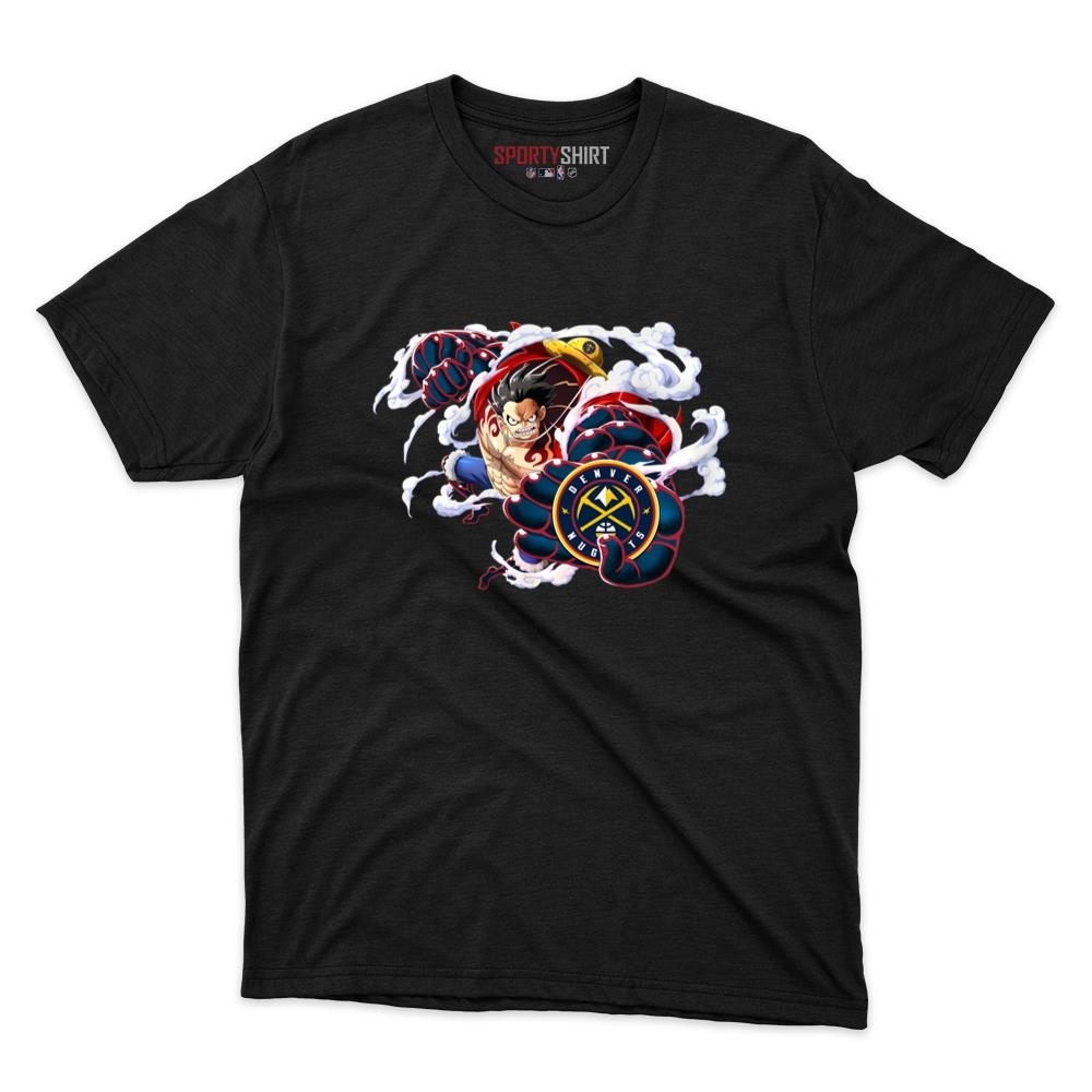 Denver Nuggets Monkey D Luffy Gear One Piece Shirt, Unisex Cotton Anime Pirate Crew Graphic Tee for Fans