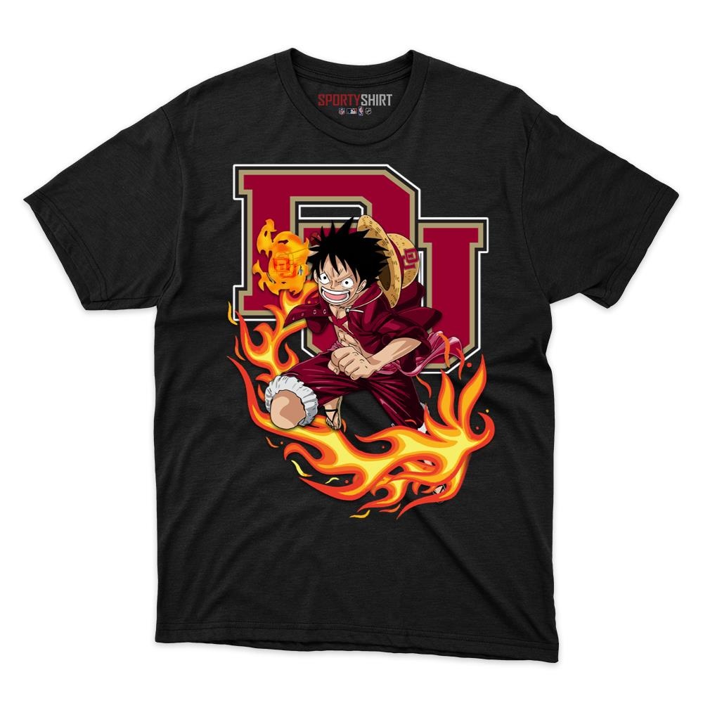 Denver Pioneers Luffy Straw Hat One Piece Shirt, Unisex Cotton Anime Pirate Graphic Tee for College Fans