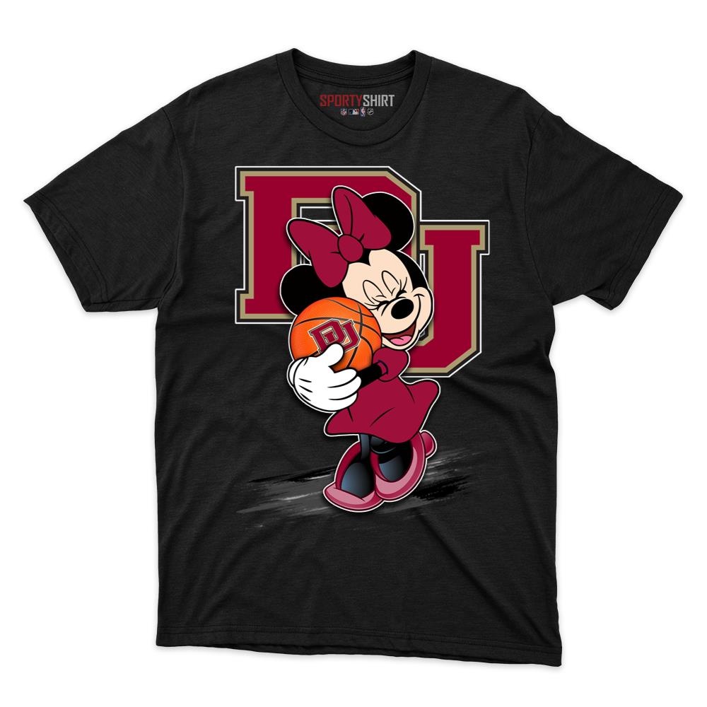 Denver Pioneers Minnie Mouse Shirt, Unisex Cotton Disney Cartoon Graphic Tee, College Game Day Fan Gift