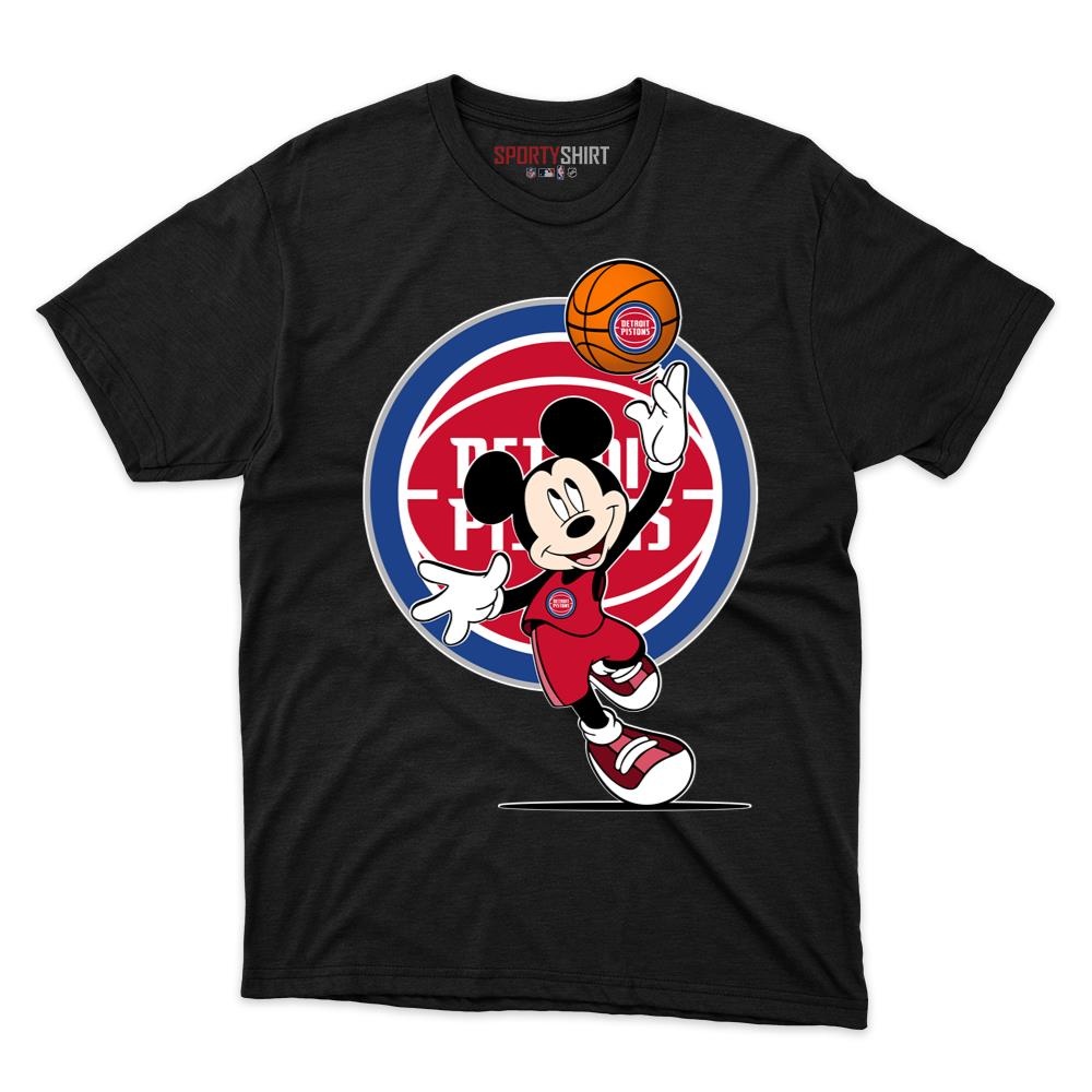 Detroit Pistons Mickey Mouse Star Player Shirt, Unisex Cotton Disney Cartoon Graphic Tee, Game Day Gift