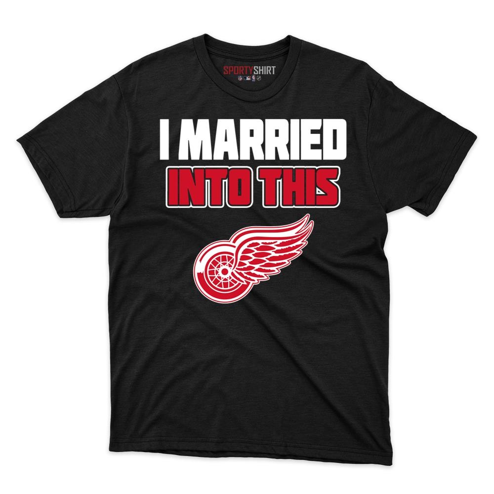 Detroit Red Wings I Married Into This Unisex Cotton Tee, Funny Fan Graphic Shirt, Game Day Gift for In-Laws