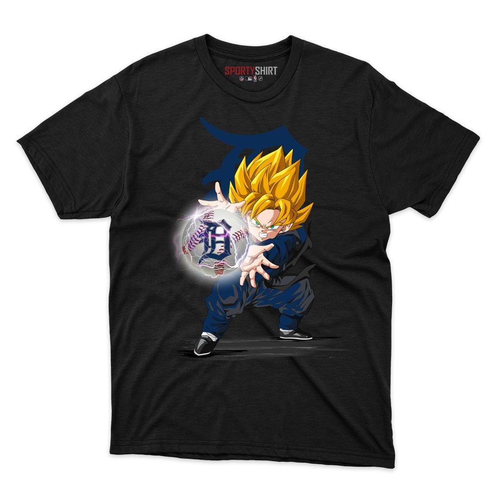 Detroit Tigers Goku Dragon Ball Z Unisex Cotton Tee, Anime Saiyan Crossover Graphic Shirt, Fan Gift