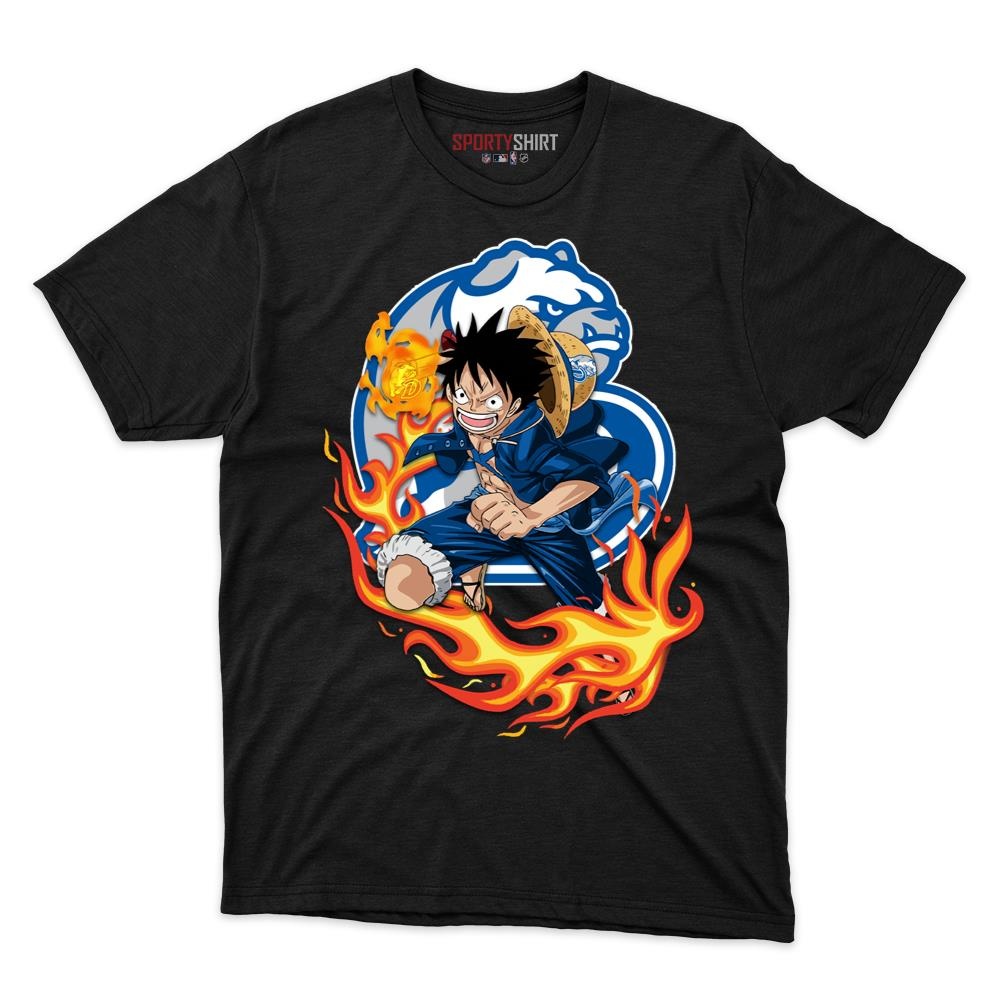 Drake Bulldogs Monkey D Luffy One Piece Unisex Cotton Tee, Anime Crossover Graphic Shirt, Game Day Fan Gift