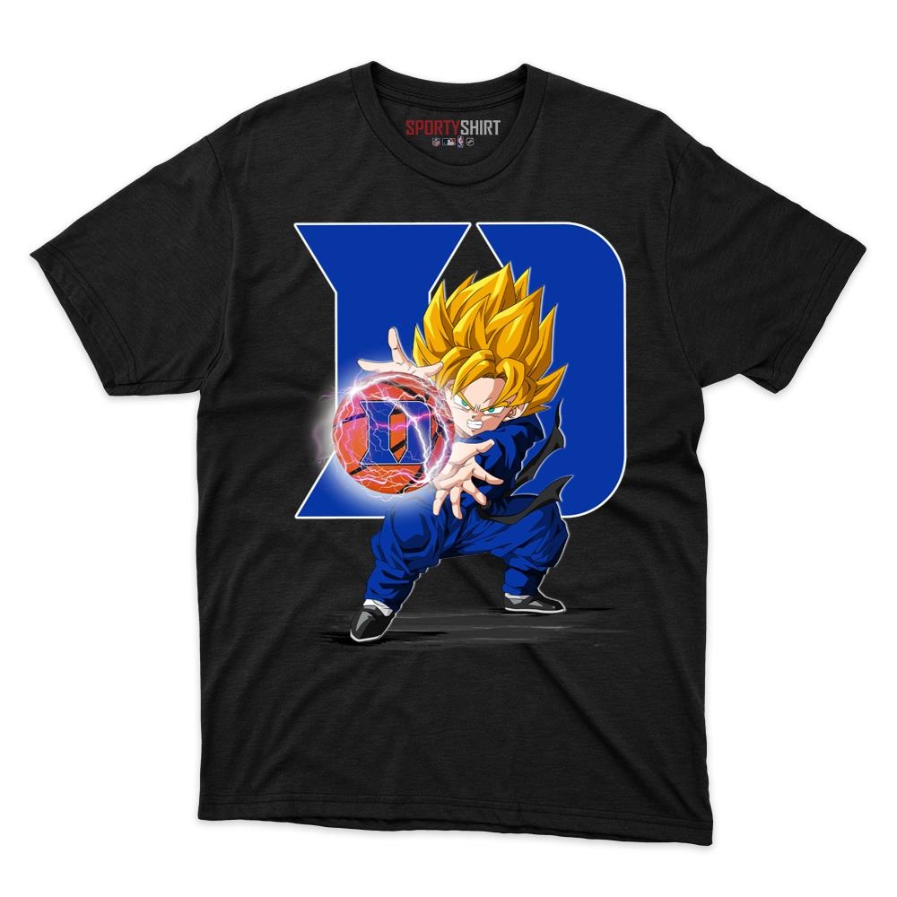 Duke Blue Devils Goku Dragon Ball Z Unisex Cotton Tee, Anime Saiyan Graphic Shirt, Game Day Fan Gift