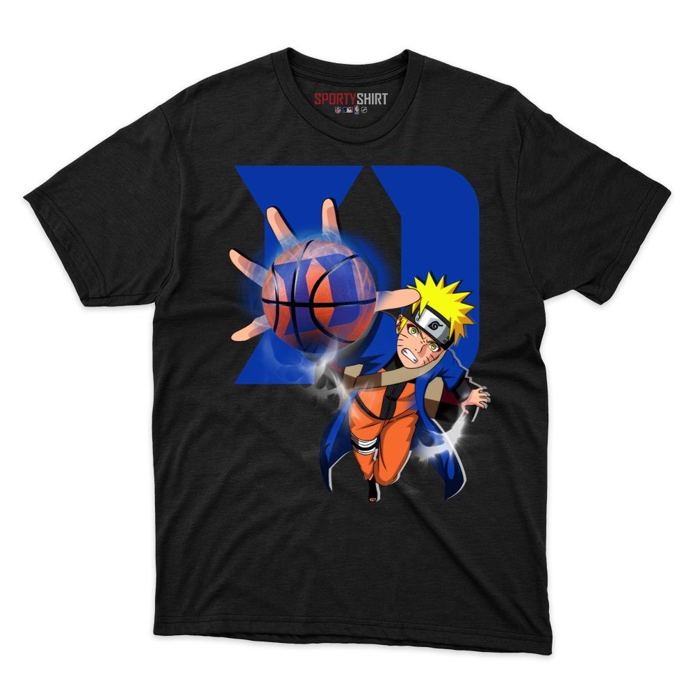 Duke Blue Devils Naruto Uzumaki Unisex Cotton Tee, Anime Ninja Crossover Graphic Shirt, Game Day Fan Gift