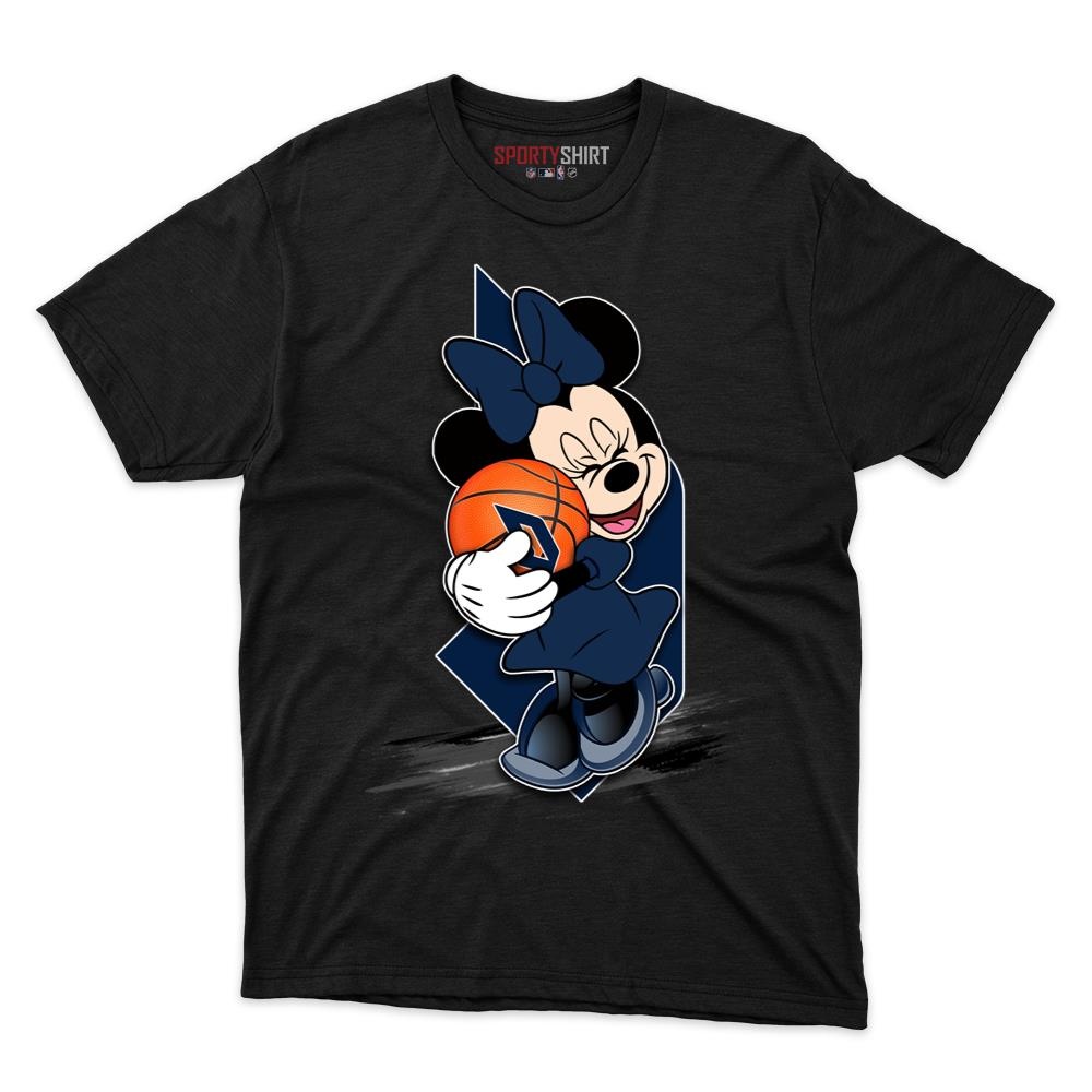 Duquesne Dukes Minnie Mouse Unisex Cotton Tee, Disney Cartoon Bow Graphic Shirt, Game Day Fan Gift