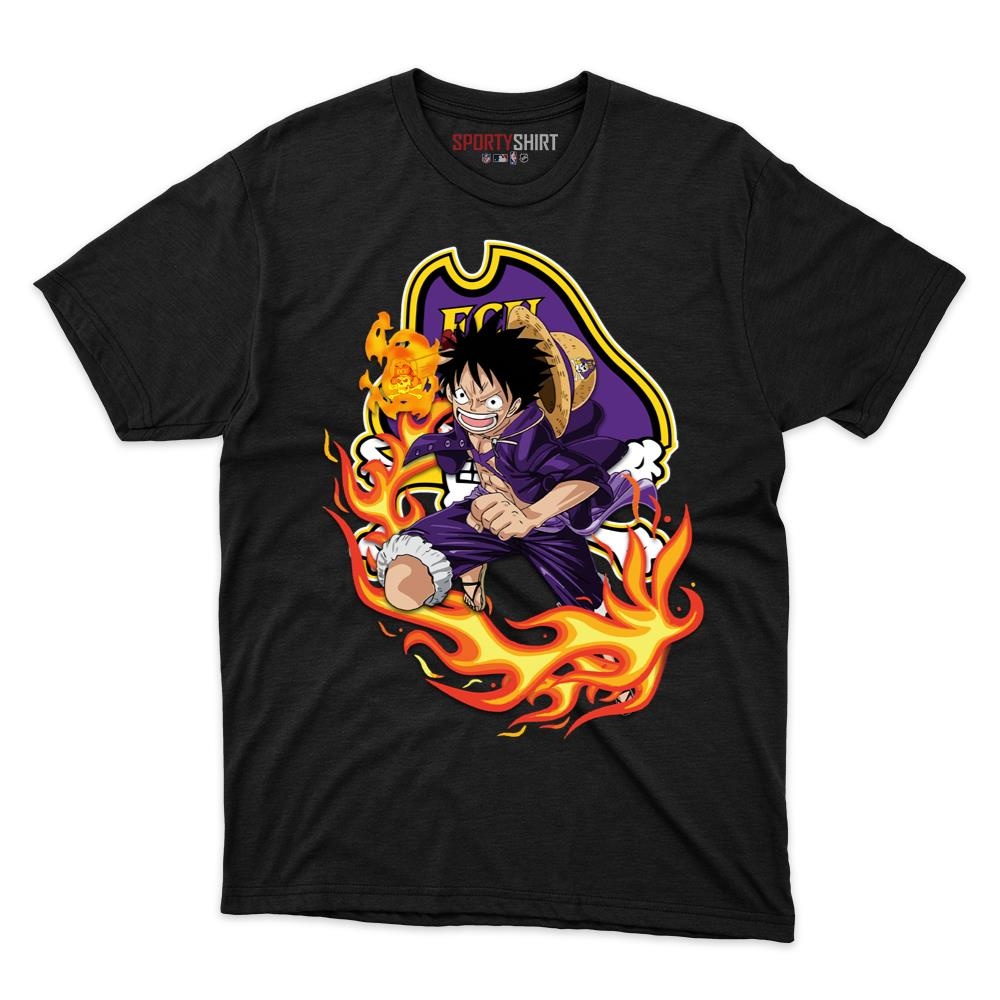 East Carolina Pirates Monkey D Luffy One Piece Unisex Cotton Tee, Anime Crossover Graphic Shirt, Fan Gift