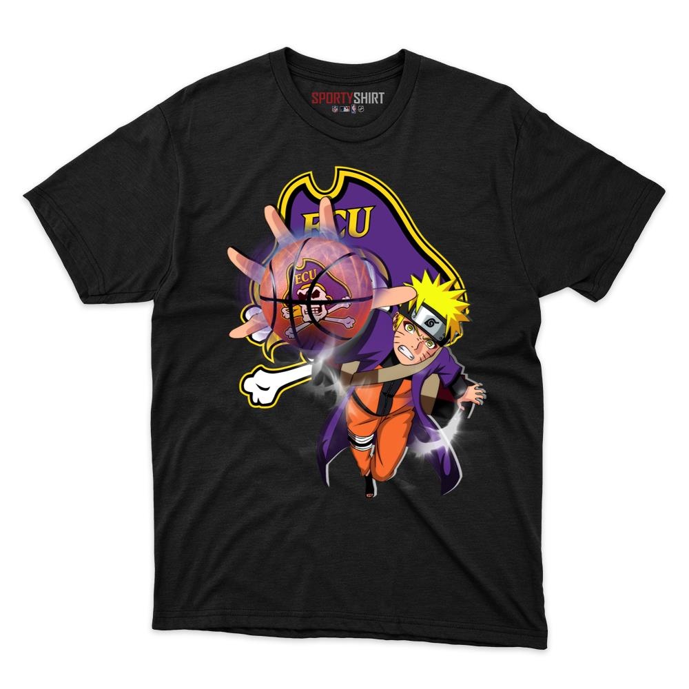 East Carolina Pirates Naruto Uzumaki Unisex Cotton Tee, Hidden Leaf Ninja Anime Graphic Shirt, Fan Gift