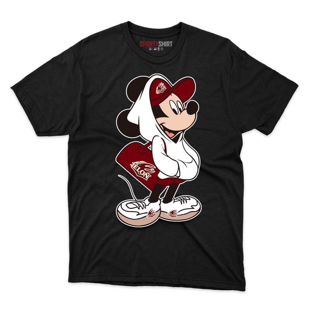 Elon Phoenix Mickey Mouse Unisex Cotton Graphic Tee, Disney Cartoon Crossover College Fan Game Day Shirt