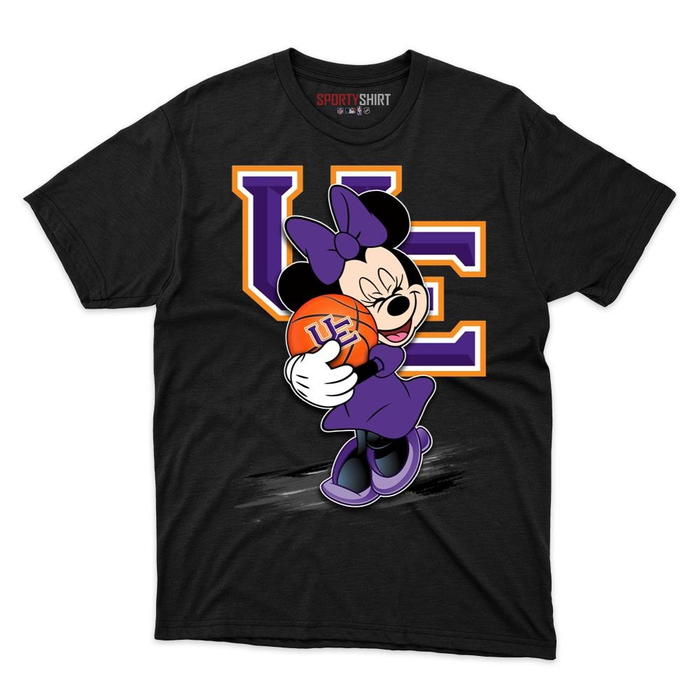 Evansville Purple Aces Minnie Mouse Unisex Cotton Graphic Tee, Cute Disney Cartoon College Game Day Gift Shirt