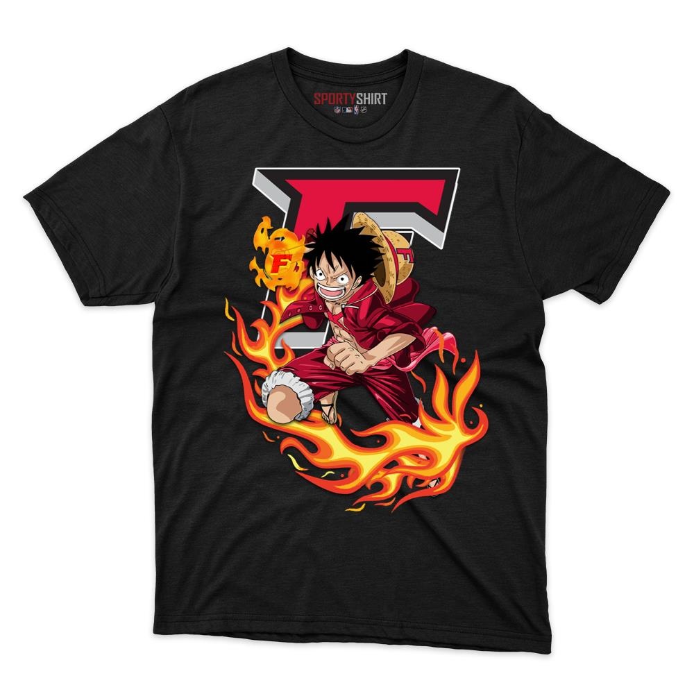 Fairfield Stags Luffy One Piece Unisex Cotton Graphic Tee, Straw Hat Anime College Fan Game Day Shirt