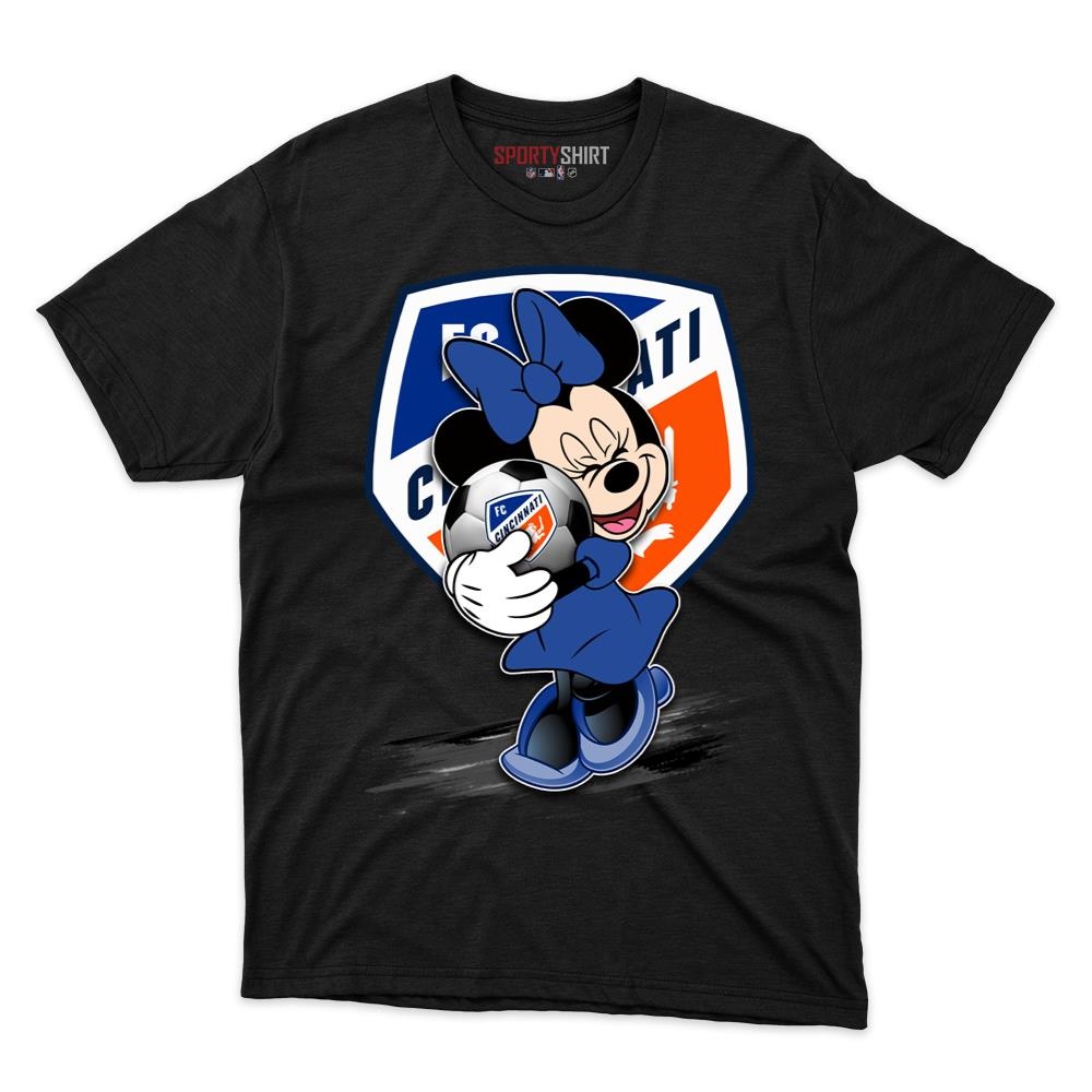 FC Cincinnati MLS Minnie Mouse Unisex Cotton Graphic Tee, Cute Disney Cartoon Soccer Fan Game Day Gift Shirt