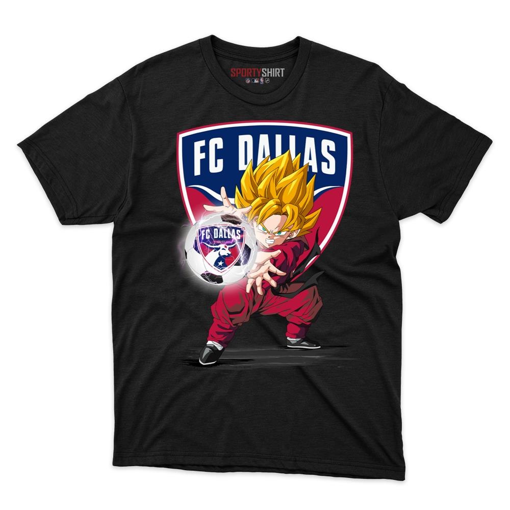 FC Dallas MLS Goku Dragon Ball Z Unisex Cotton Graphic Tee, Anime Crossover Soccer Fan Game Day Shirt