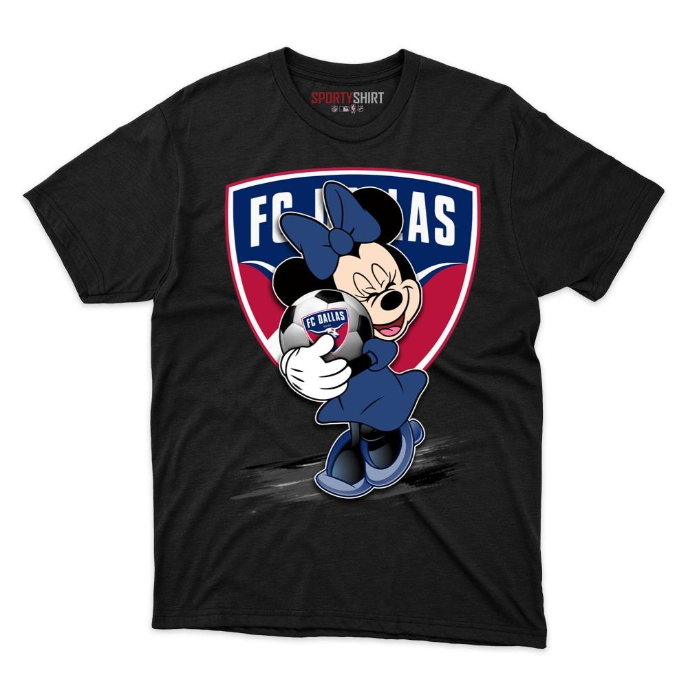 FC Dallas MLS Minnie Mouse Unisex Cotton Graphic Tee, Cute Disney Cartoon Soccer Fan Game Day Gift Shirt