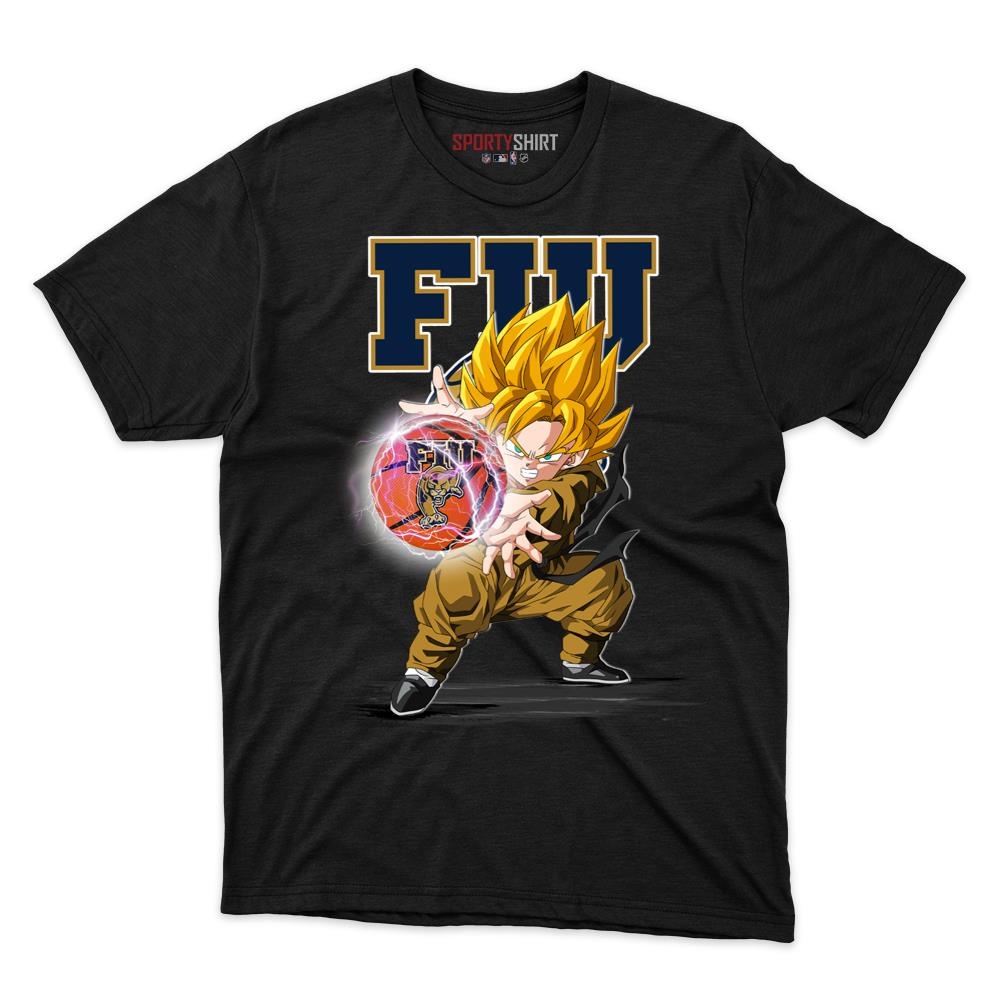 FIU Panthers Goku Dragon Ball Z Unisex Cotton Graphic Tee, Anime Crossover College Fan Game Day Shirt