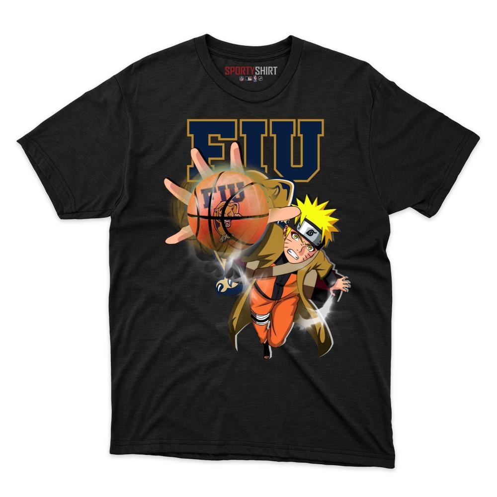 FIU Panthers Naruto Unisex Cotton Graphic Tee, Anime Ninja Crossover College Fan Game Day Shirt